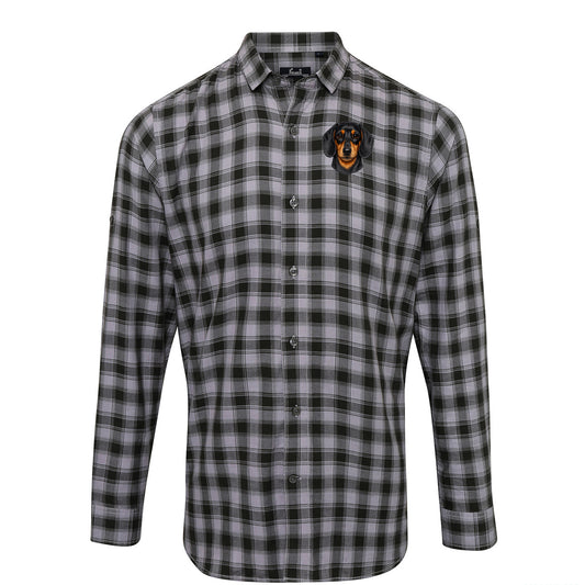 Dachshund Dog Face Check Long Sleeve Shirt 