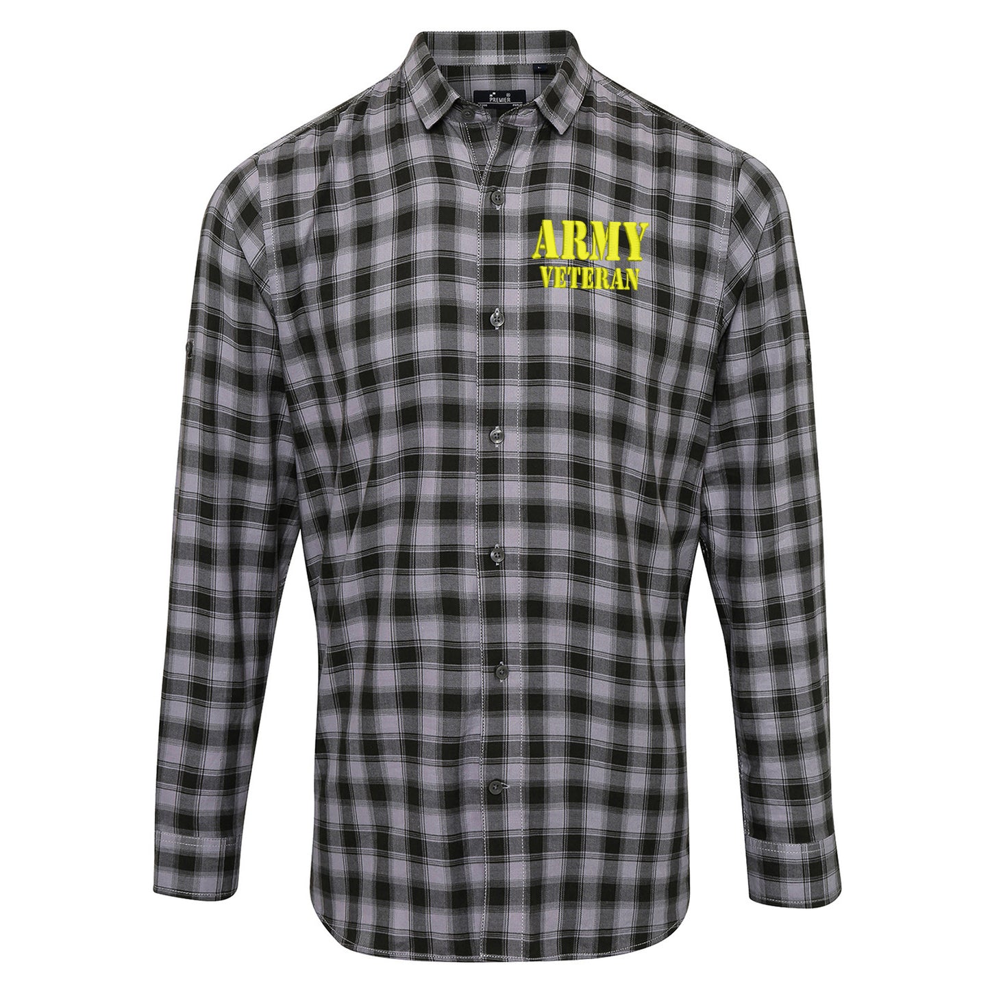 Army Veteran Check Long Sleeve Shirt