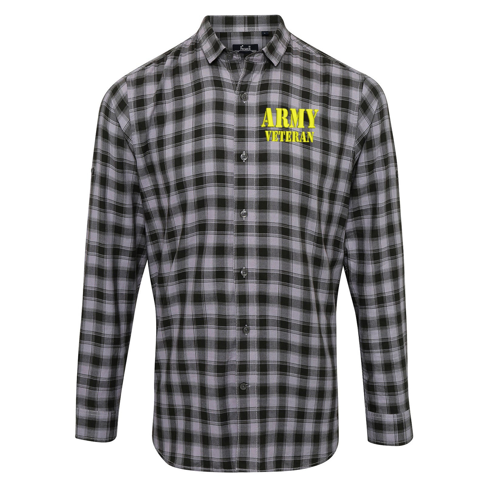 Army Veteran Check Long Sleeve Shirt