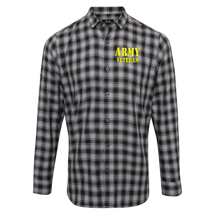 Army Veteran Check Long Sleeve Shirt