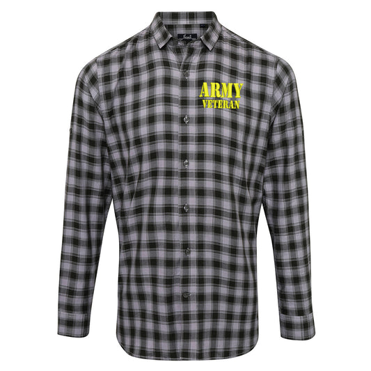 Army Veteran Check Long Sleeve Shirt
