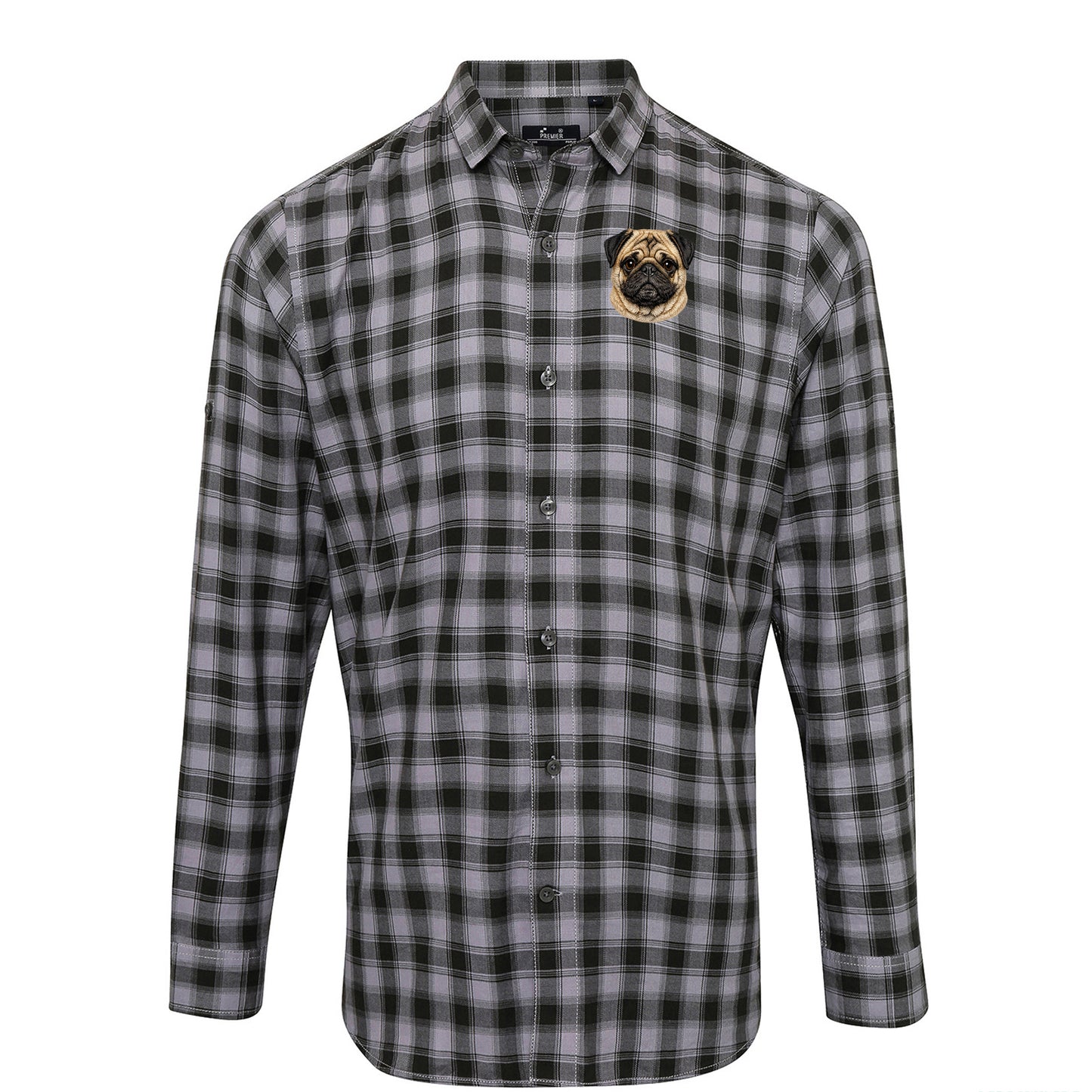 Pug Dog Face Check Long Sleeve Shirt