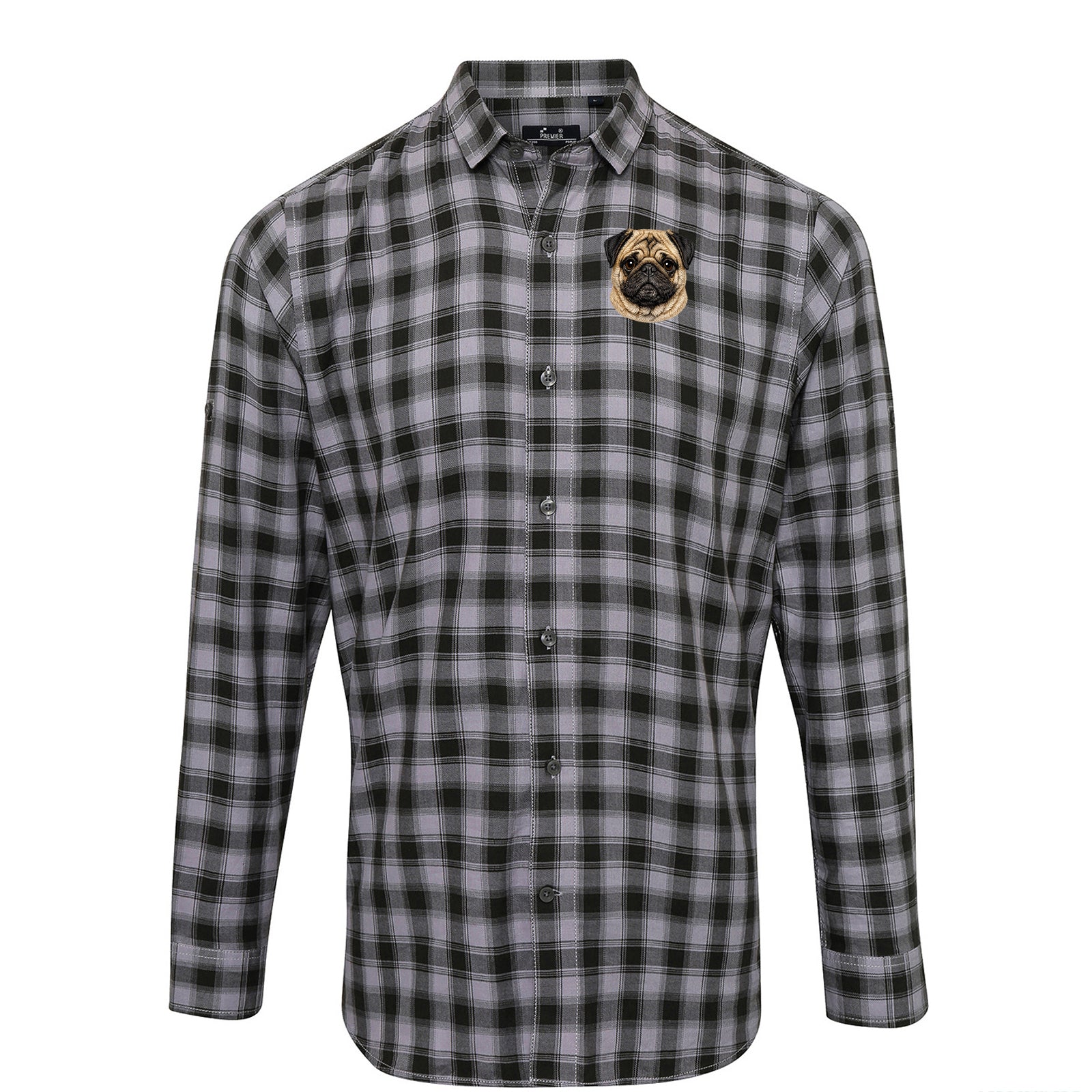Pug Dog Face Check Long Sleeve Shirt