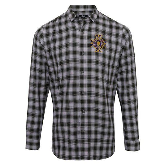 Retro Northern Ireland 1882 Embroidered Long Sleeve Mulligan Check Shirt