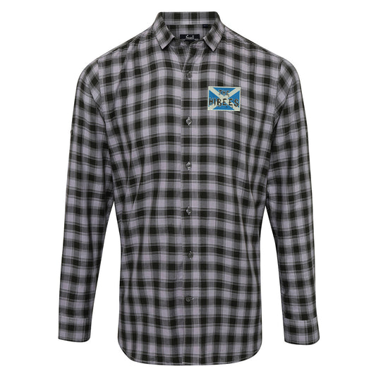 The Hibees Grunge Flag of Scotland Embroidered Long Sleeve Mulligan Check Shirt