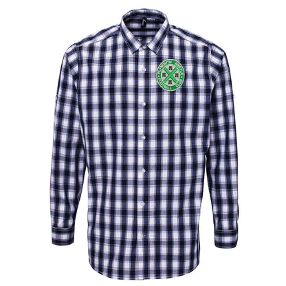 Retro Plymouth 1911 Embroidered Long Sleeve Mulligan Check Shirt