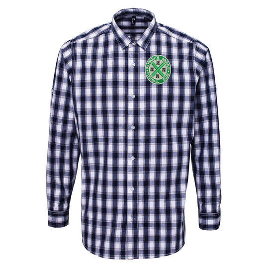 Retro Plymouth 1911 Embroidered Long Sleeve Mulligan Check Shirt