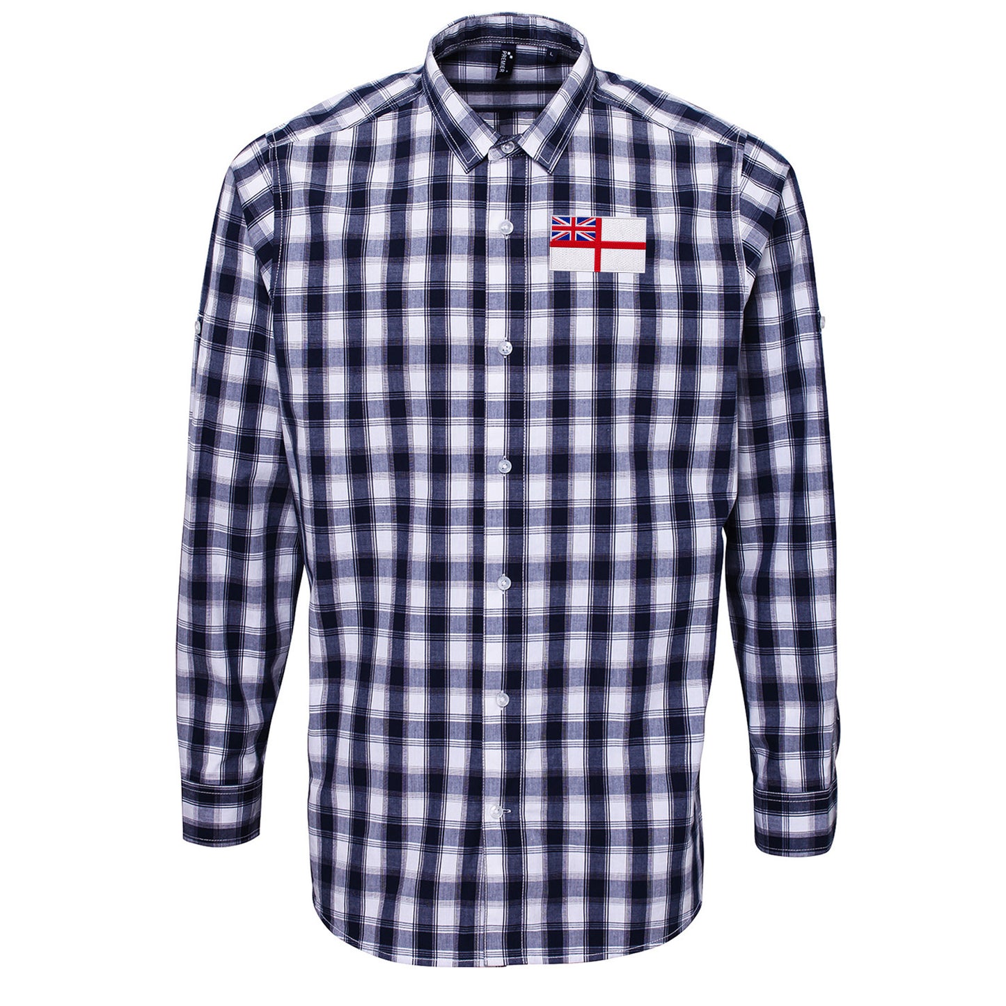Royal Navy White Ensign Flag Check Long Sleeve Shirt