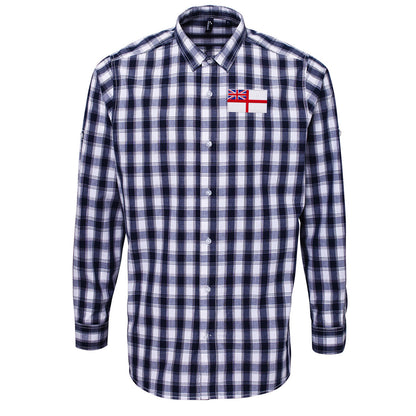Royal Navy White Ensign Flag Check Long Sleeve Shirt