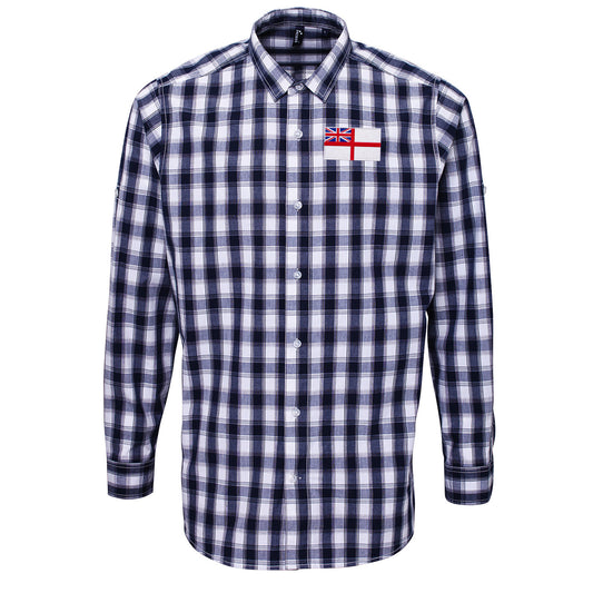 Royal Navy White Ensign Flag Check Long Sleeve Shirt