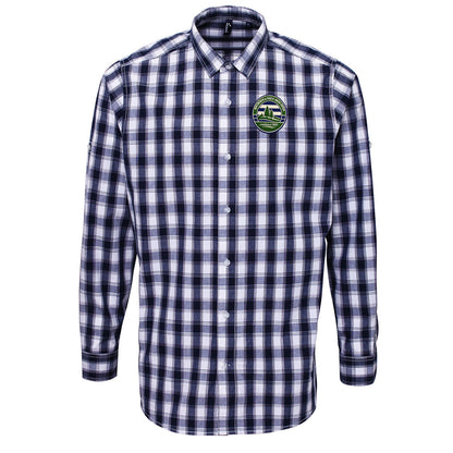Retro Forest Green Rovers Check Long Sleeve Shirt