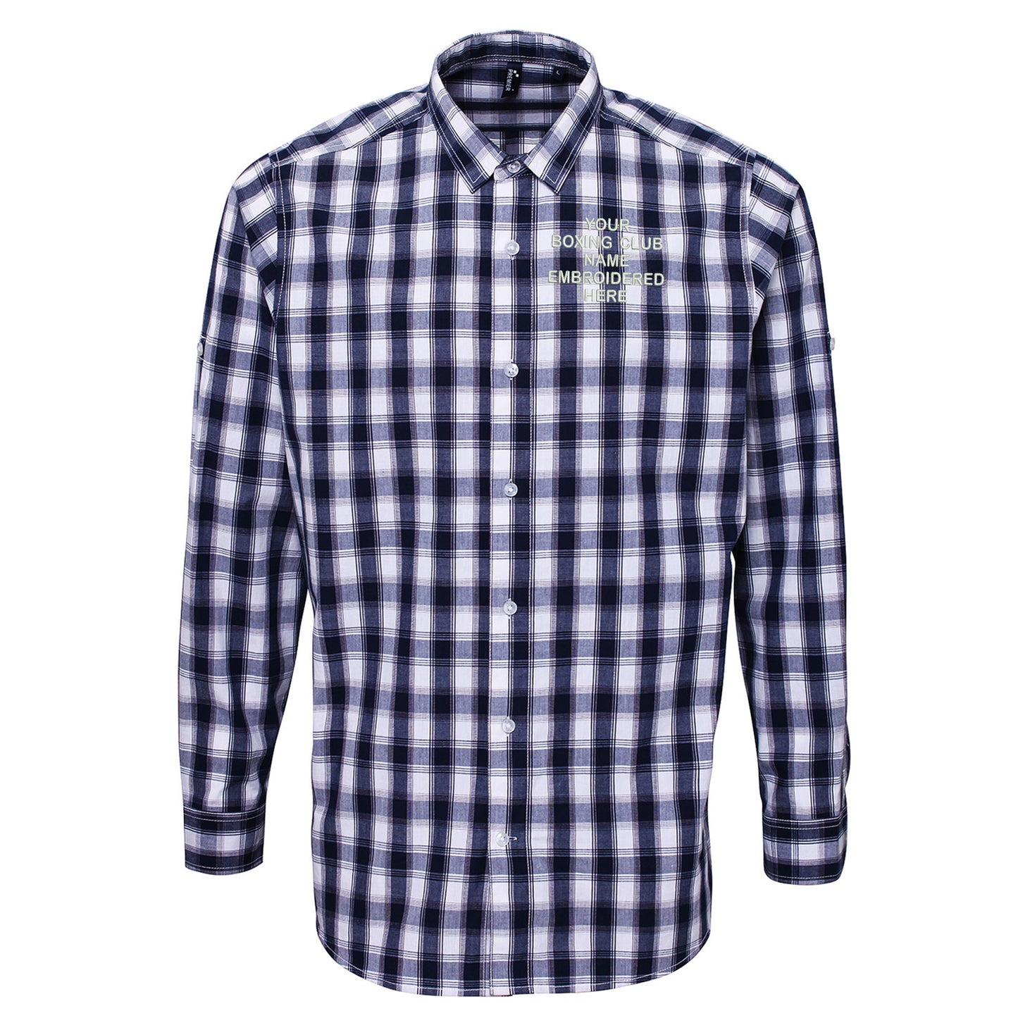 Personalised Boxing Club Long Sleeve Mulligan Check Shirt