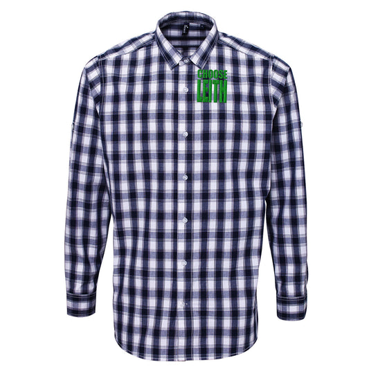 Hibs FC Choose Leith Football Check Long Sleeve Shirt