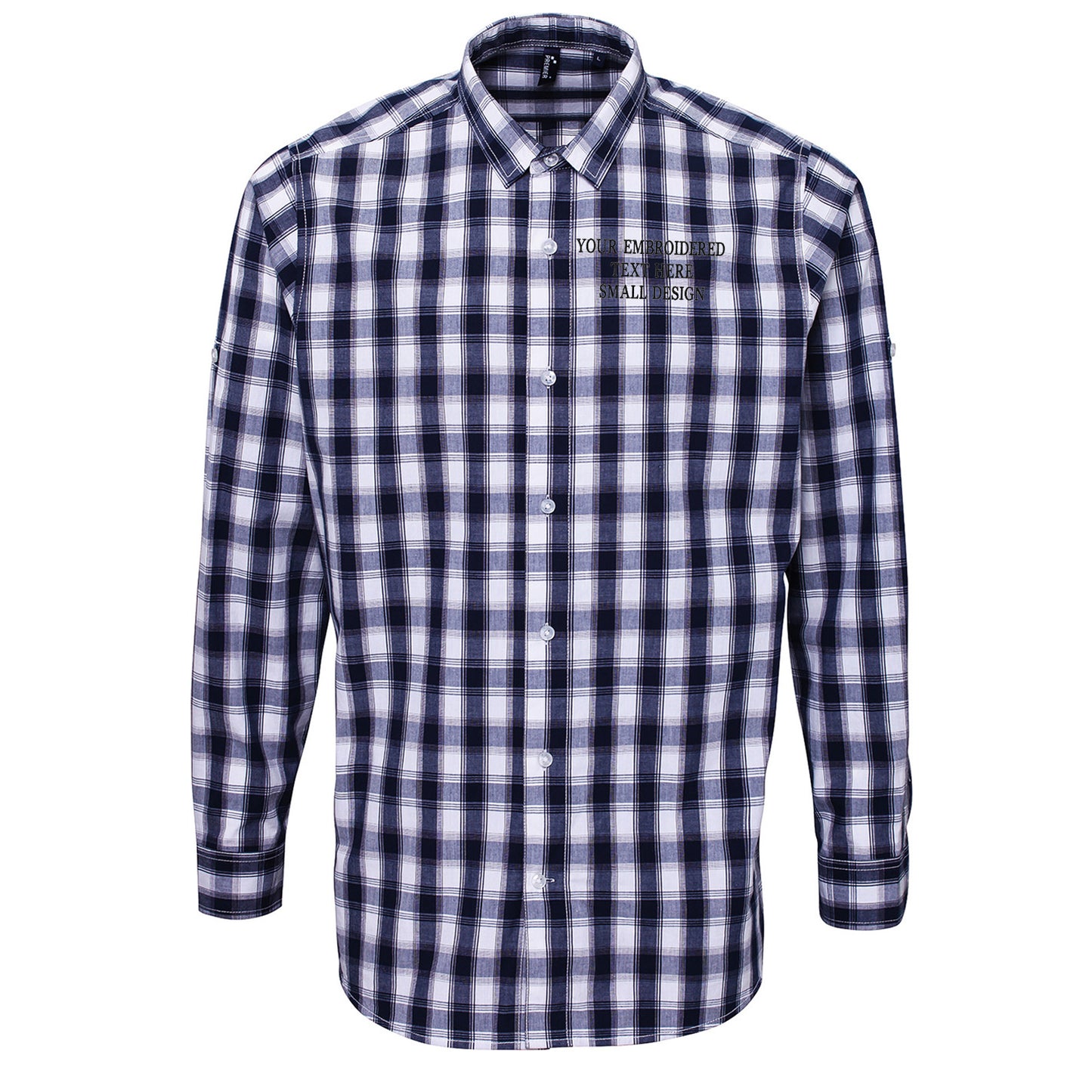 Personalised Custom Small Text Check Long Sleeve Shirt 