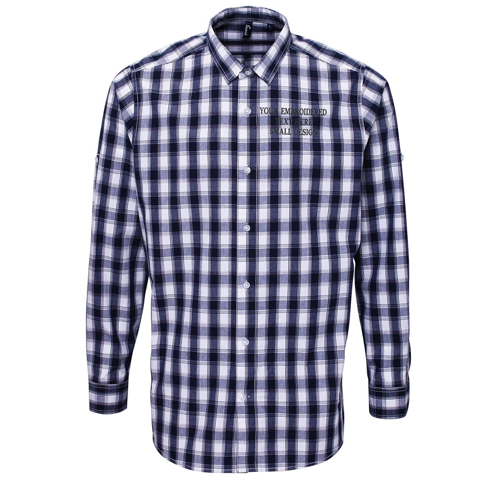 Personalised Custom Small Text Check Long Sleeve Shirt 