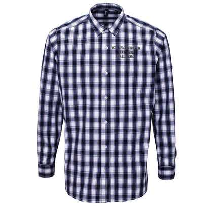 Personalised Custom Small Text Check Long Sleeve Shirt 