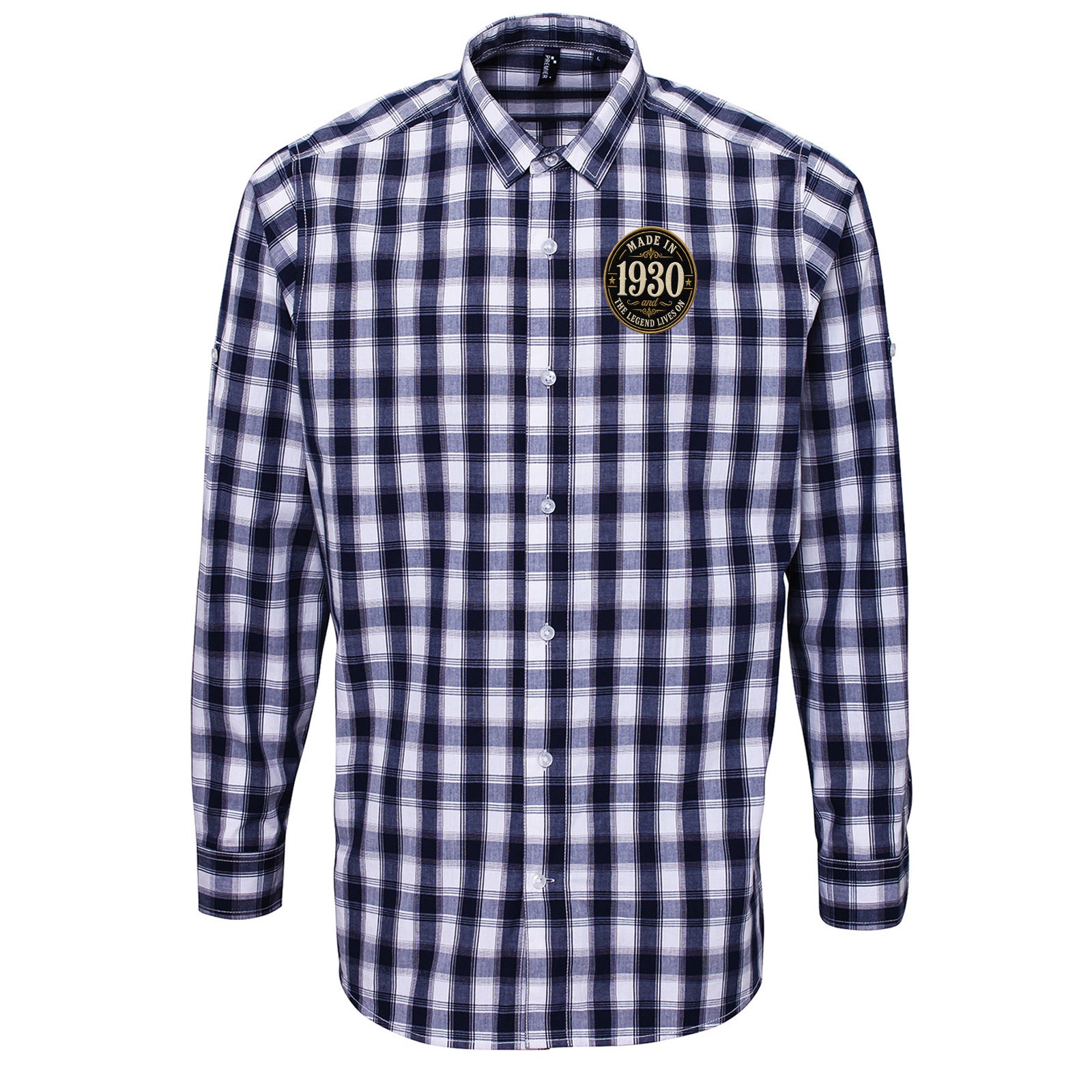 Made in 1930 Birthday Check Long Sleeve Shirt