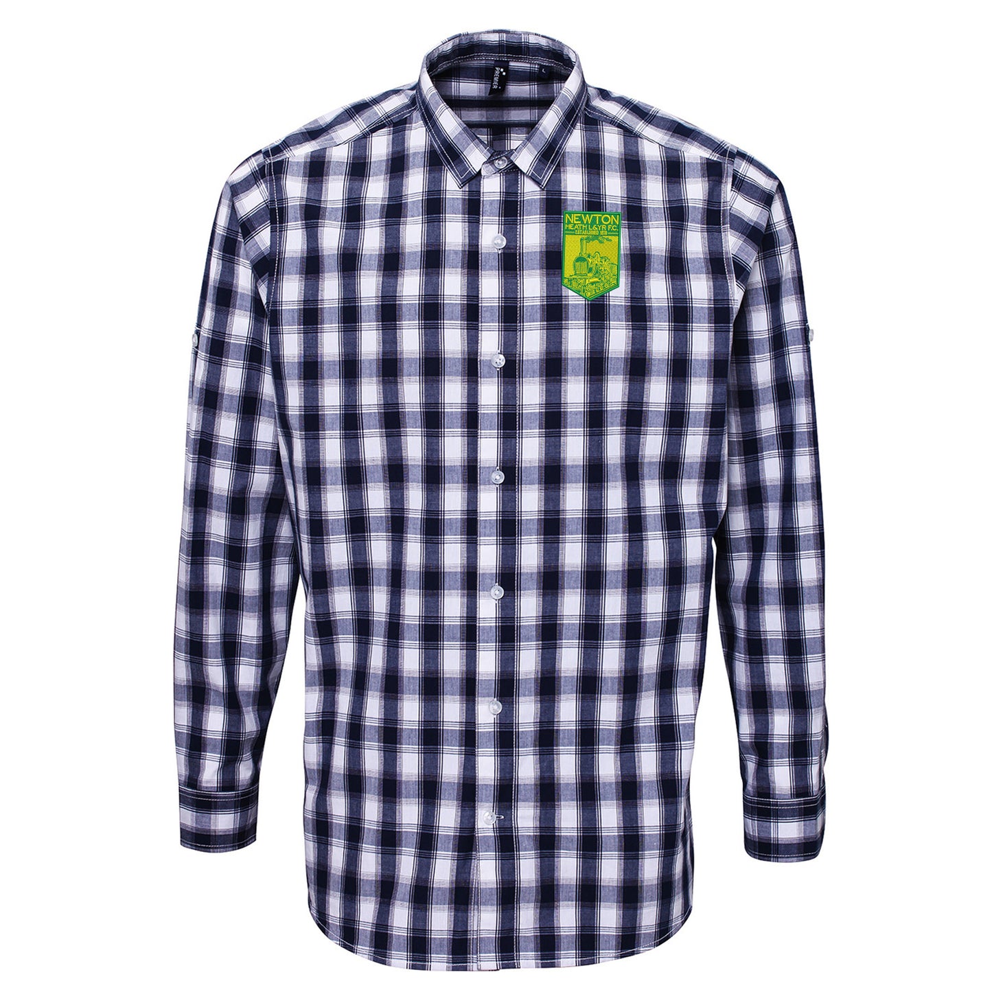 Retro Newton Heath LYR Embroidered Long Sleeve Mulligan Check Shirt