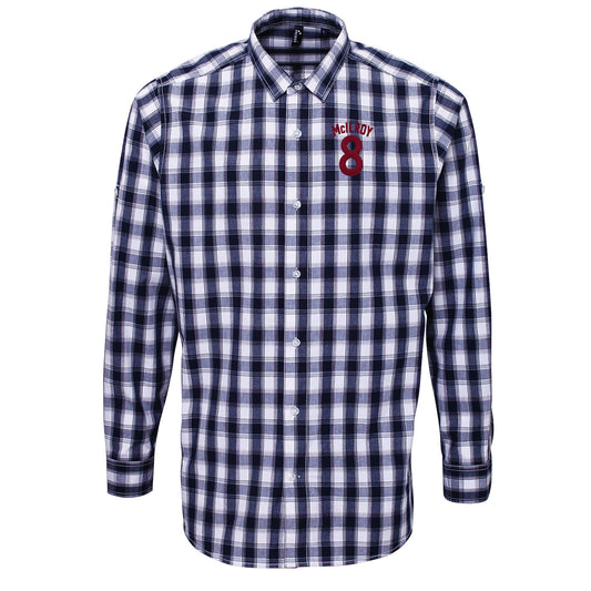 Jimmy McIlroy Burnley Football Check Long Sleeve Shirt 