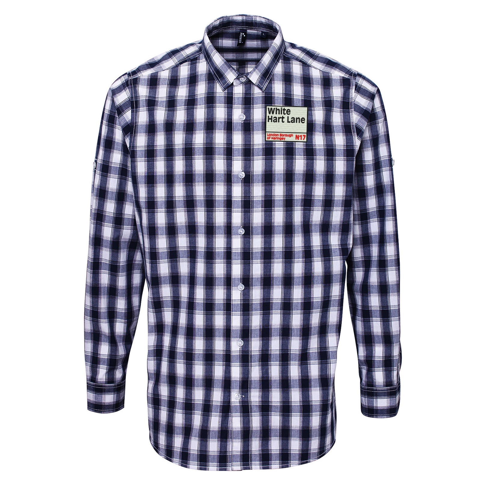 Retro White Hart Lane Check Long Sleeve Shirt