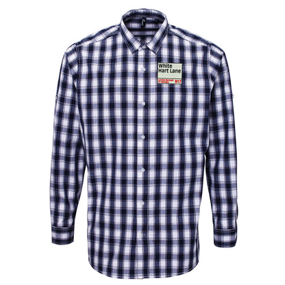 Retro White Hart Lane Check Long Sleeve Shirt