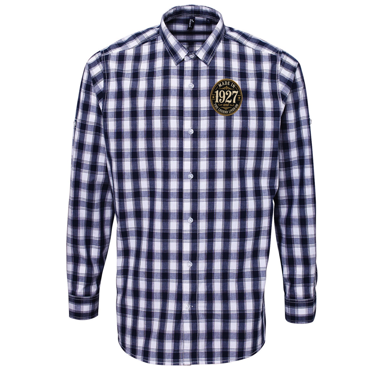 Made in 1927 Birthday Check Long Sleeve Shirt 