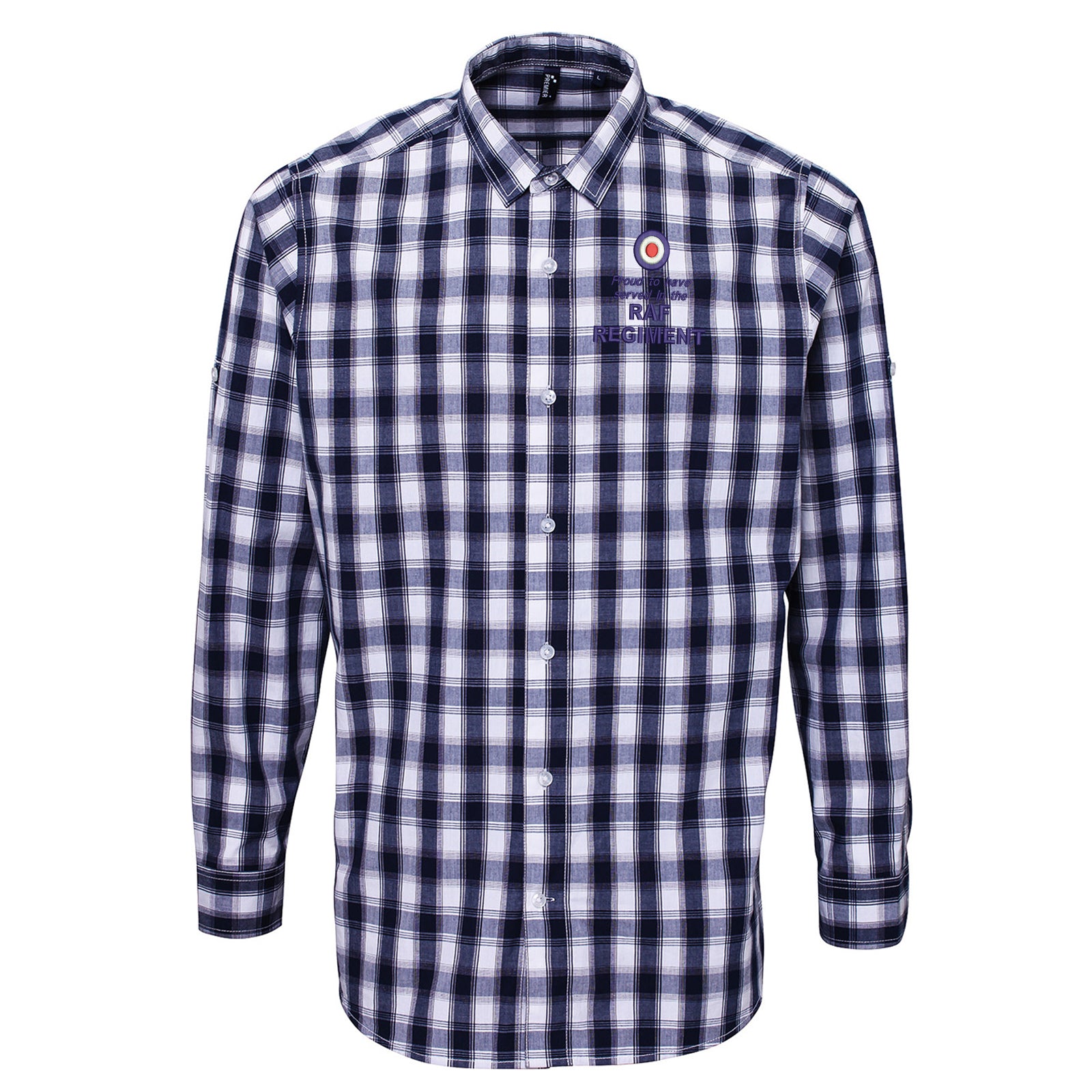 Proud to Have Served in The RAF Regiment Check Long Sleeve Shirt
