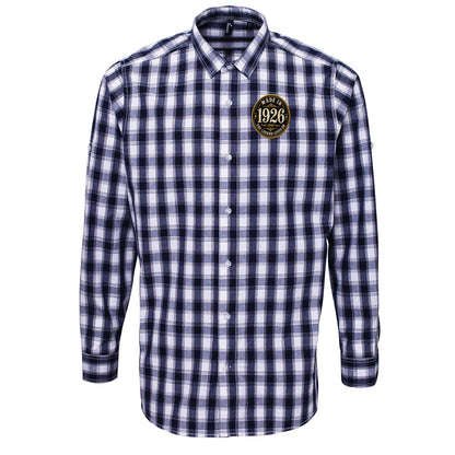 Made in 1926 Birthday Check Long Sleeve Shirt