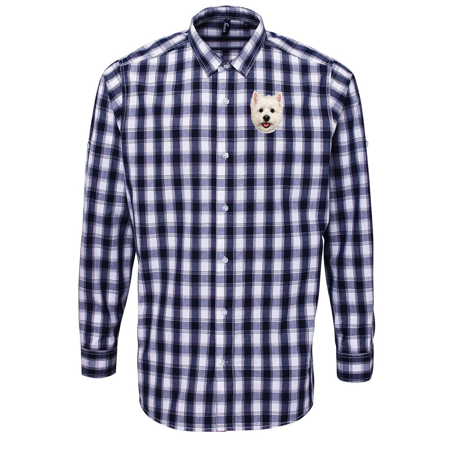 Westie Dog Face Check Long Sleeve Shirt 