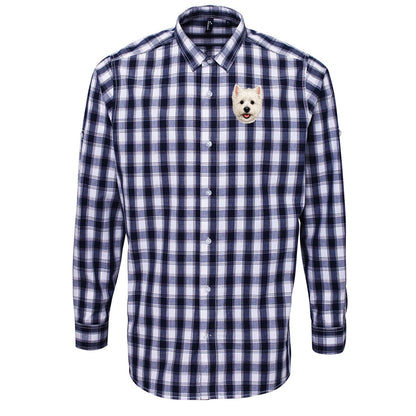 Westie Dog Face Check Long Sleeve Shirt 