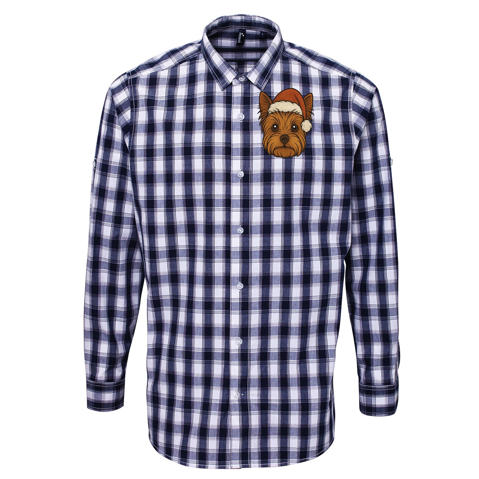Yorkshire Terrier Christmas Check Long Sleeve Shirt 