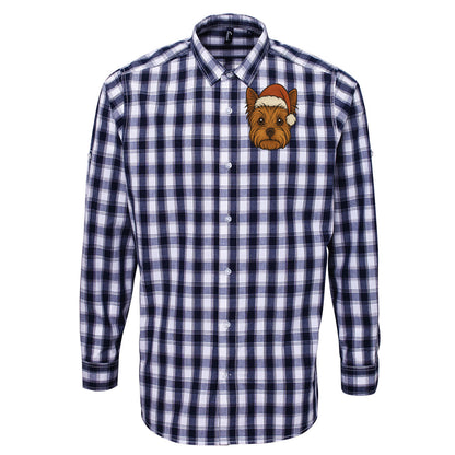Yorkshire Terrier Christmas Check Long Sleeve Shirt 