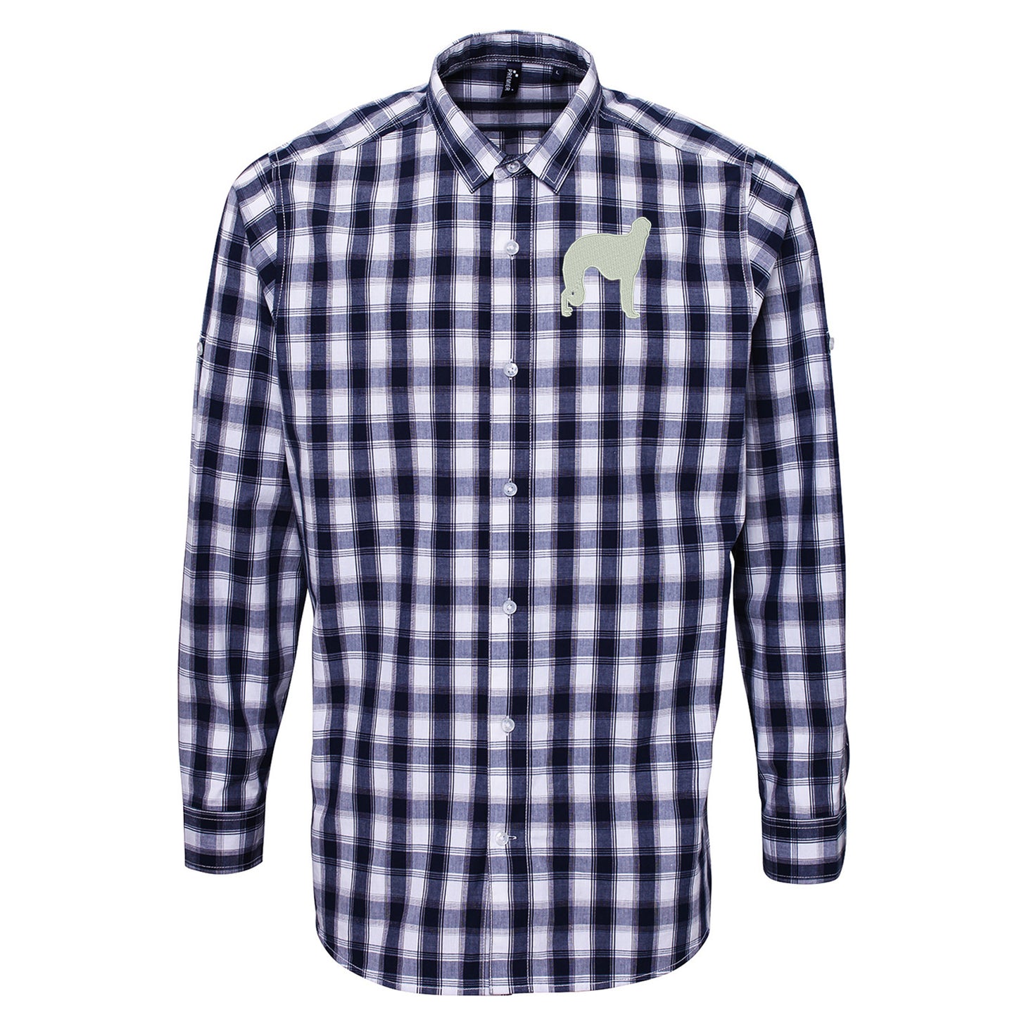 Borzoi Embroidered Long Sleeve Mulligan Check Shirt
