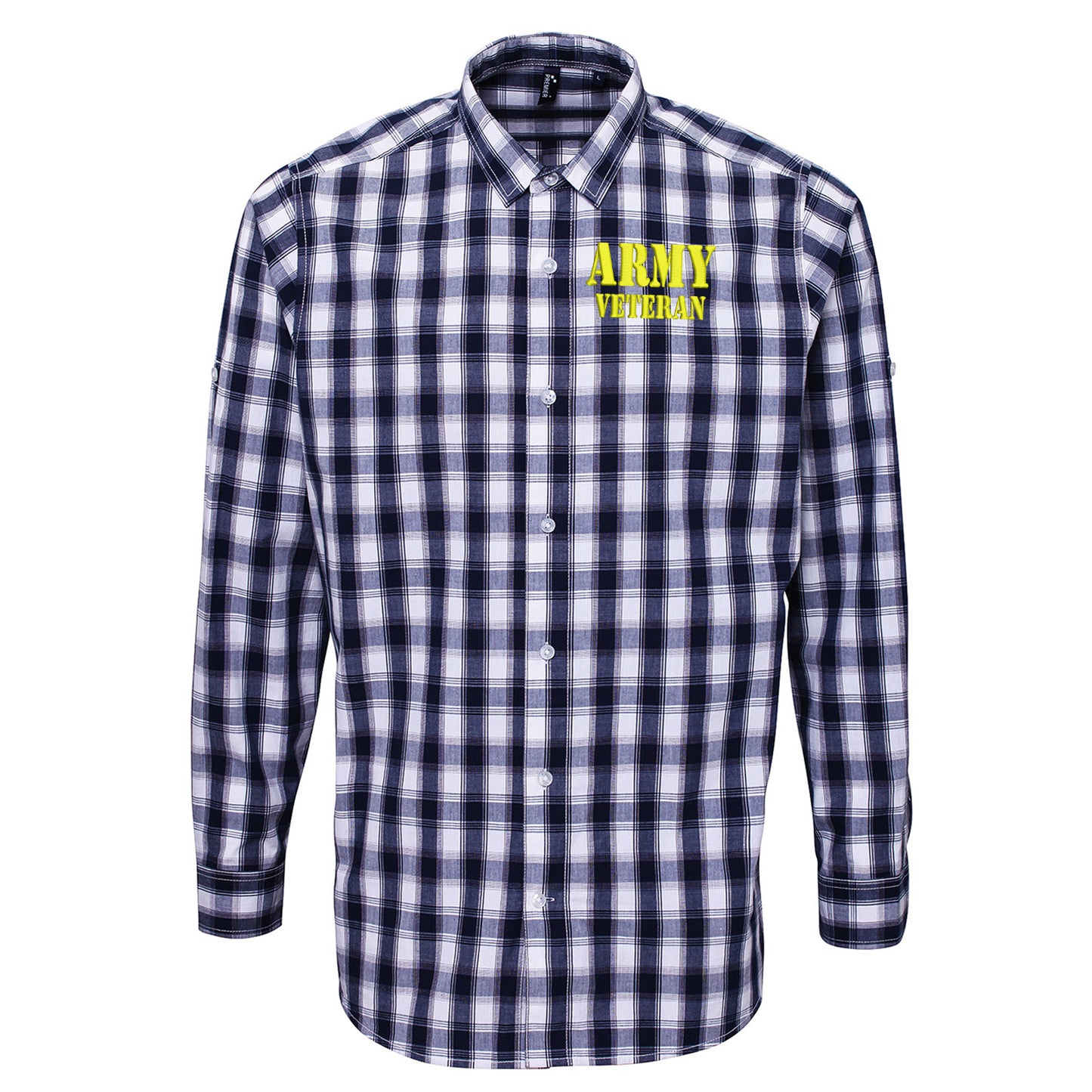 Army Veteran Check Long Sleeve Shirt