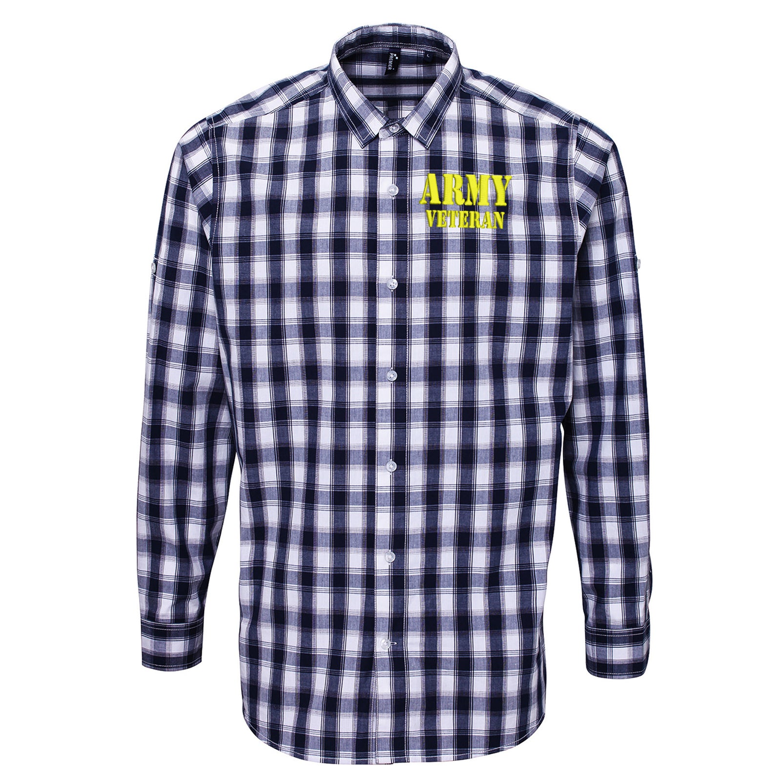 Army Veteran Check Long Sleeve Shirt