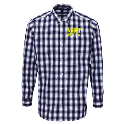 Army Veteran Check Long Sleeve Shirt