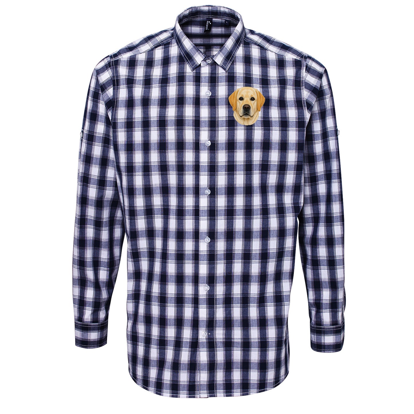 Labrador Dog Face Check Long Sleeve Shirt 