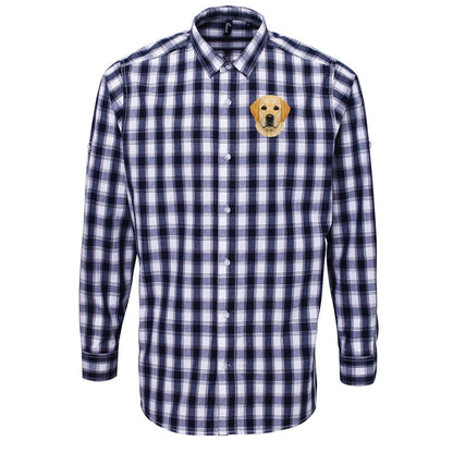 Labrador Dog Face Check Long Sleeve Shirt 