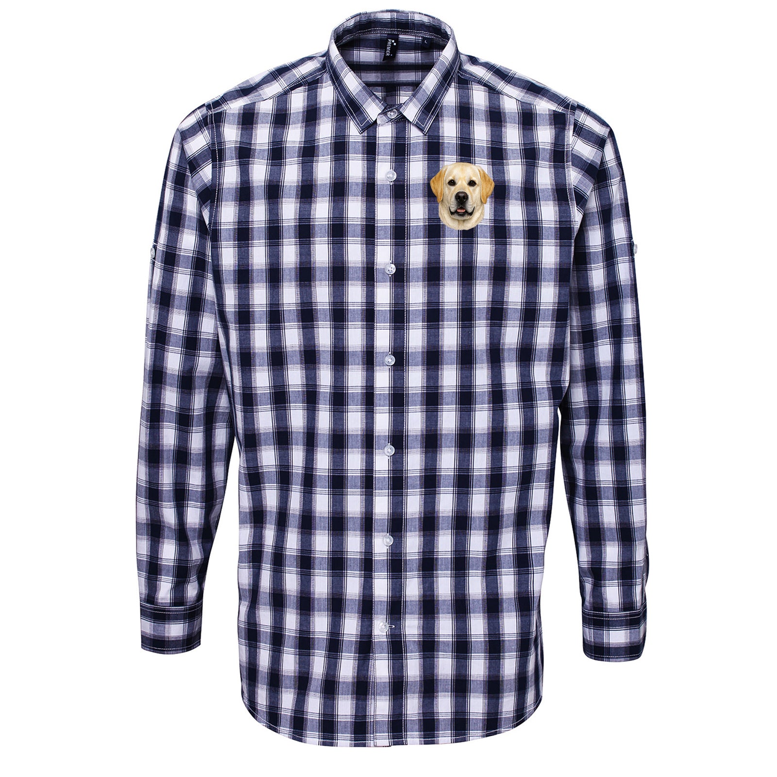 Yellow Labrador Dog Face Check Long Sleeve Shirt