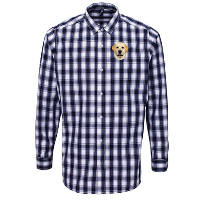 Yellow Labrador Dog Face Check Long Sleeve Shirt