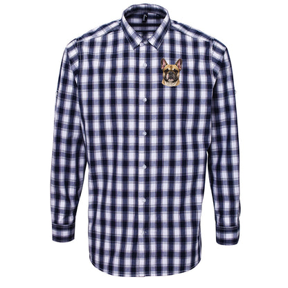 French Bulldog Dog Face Check Long Sleeve Shirt