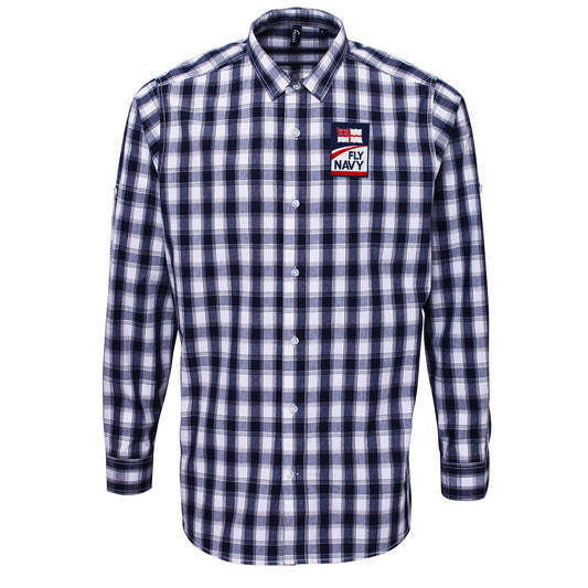 Fly Royal Navy Check Long Sleeve Shirt
