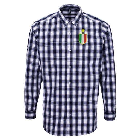 Retro Juventus 1961 Embroidered Long Sleeve Mulligan Check Shirt