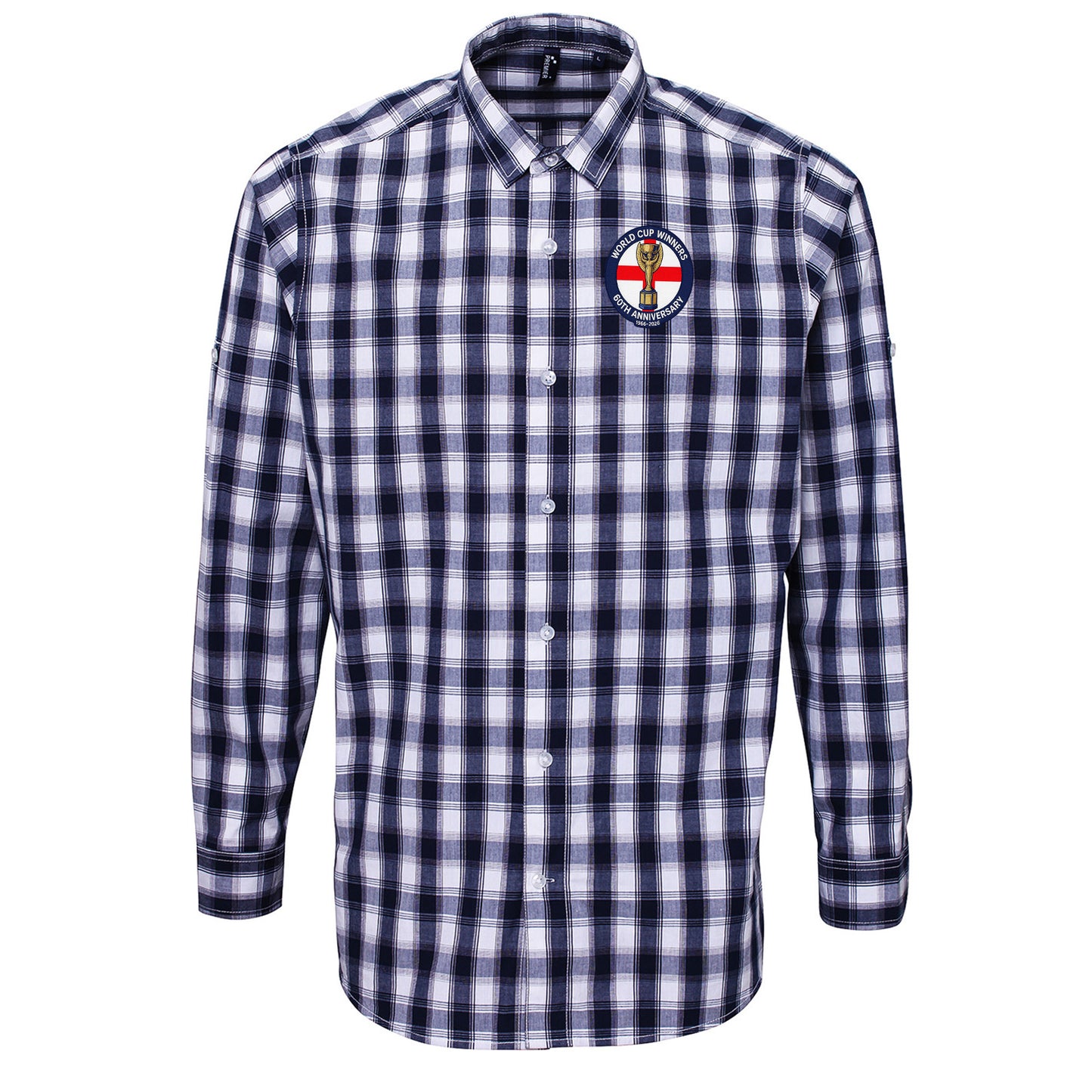 Retro England Football Check Long Sleeve Shirt