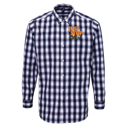 Just Stop Oil Embroidered Long Sleeve Mulligan Check Shirt