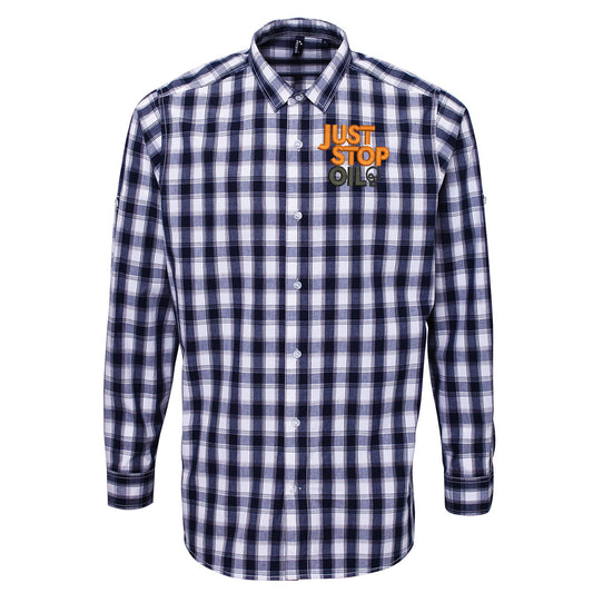 Just Stop Oil Embroidered Long Sleeve Mulligan Check Shirt