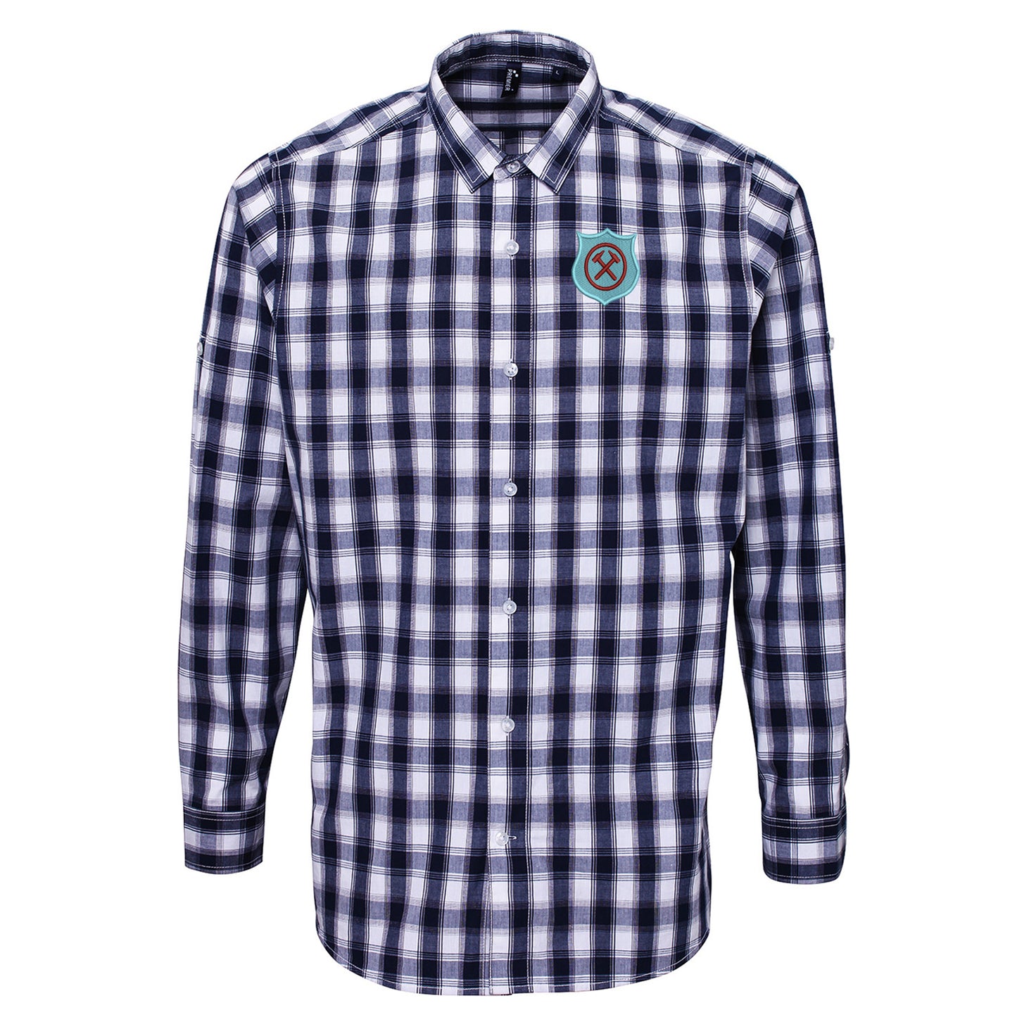 Retro West Ham 1923 Embroidered Long Sleeve Mulligan Check Shirt