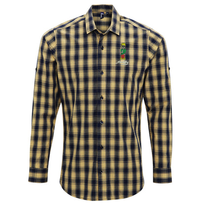 Retro Eclipse Embroidered Long Sleeve Mulligan Check Shirt