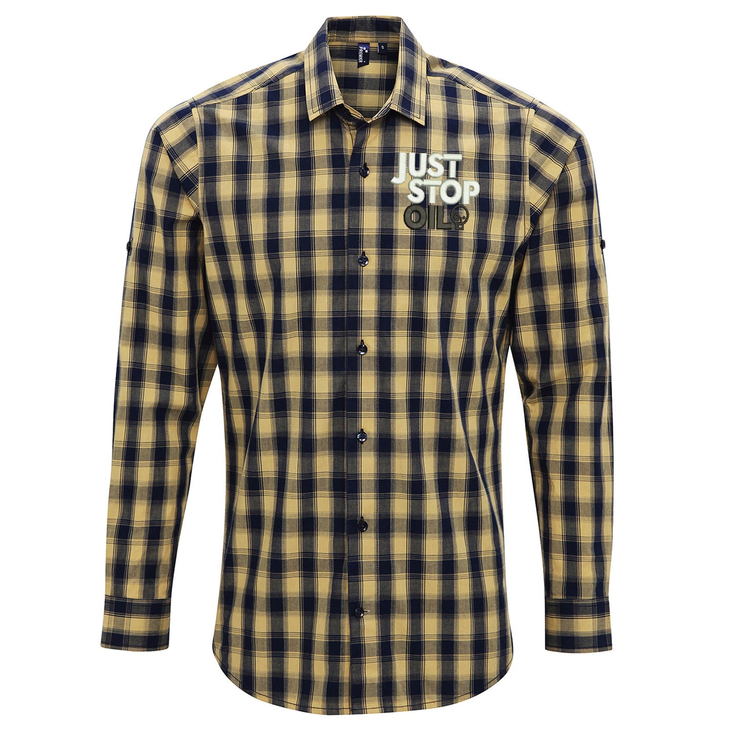 Just Stop Oil Embroidered Long Sleeve Mulligan Check Shirt