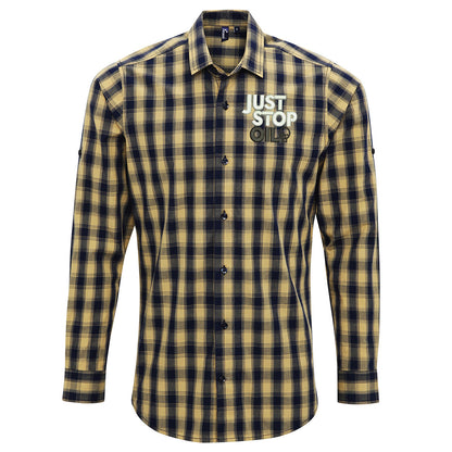 Just Stop Oil Embroidered Long Sleeve Mulligan Check Shirt